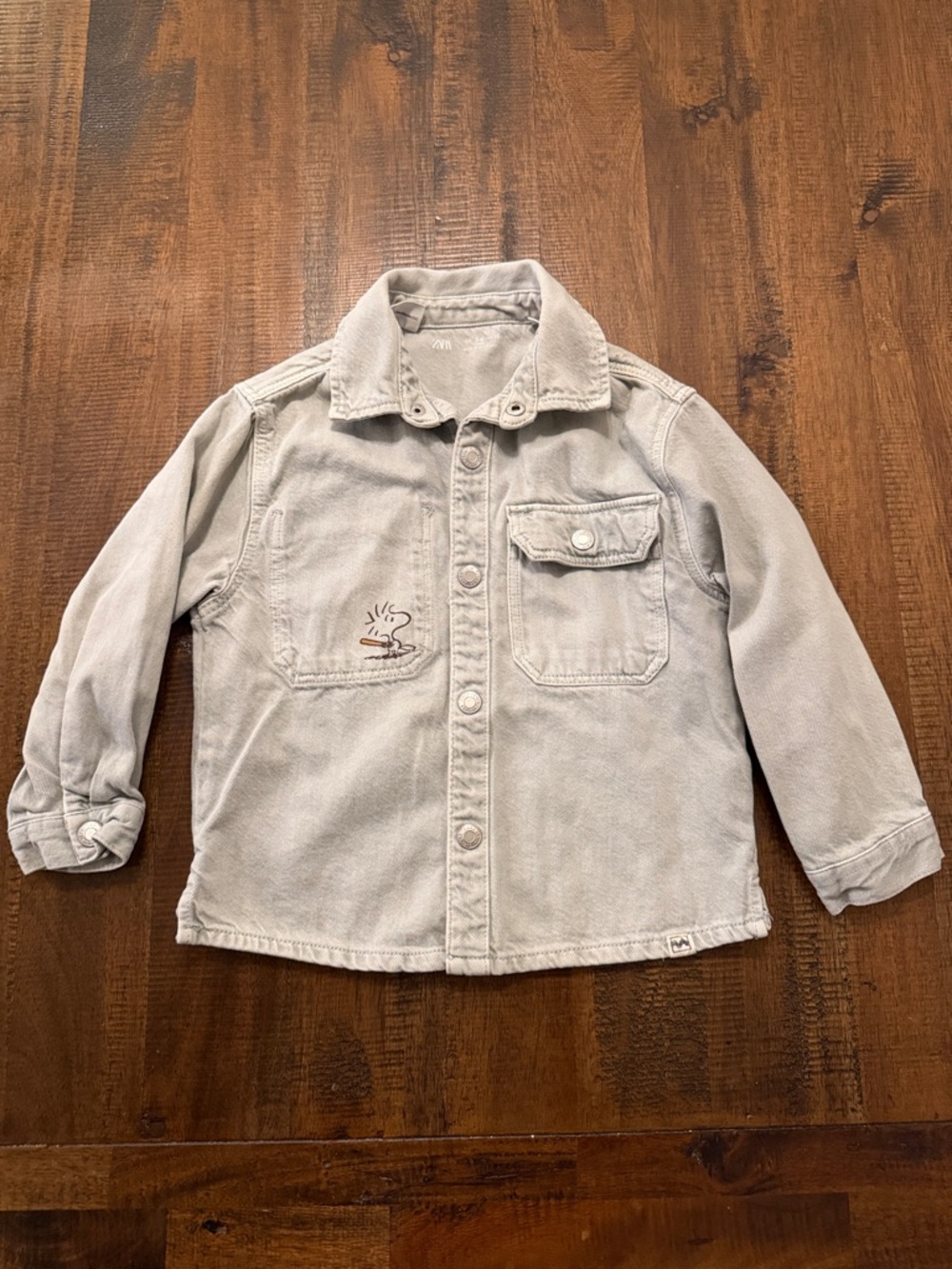 Zara Peanuts Kids Denim Button Down Snoopy Sporting